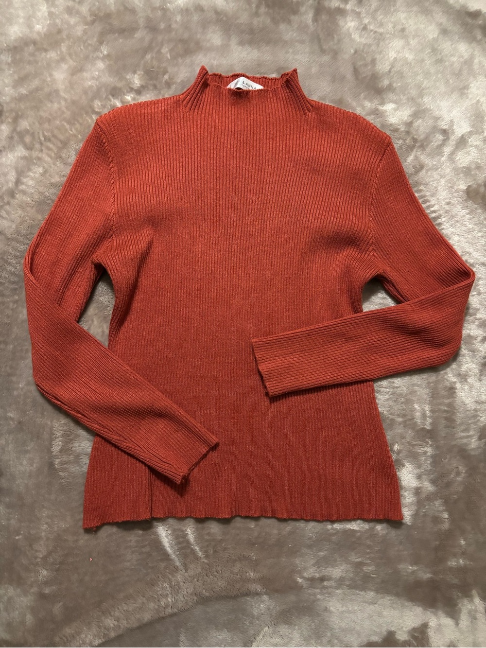Jon and Anna Sweater Women’s Size M Rust Ribbed Mock Neck Long Sleeve Sweater